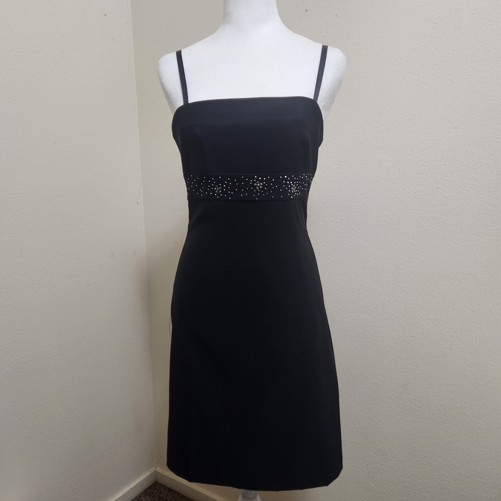 Vtg Rampage 90s Y2K LBD Little Black Dress Sz 3 Rhinestone Empire Whimsigoth